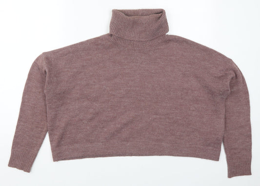 FOREVER 21 Womens Purple Roll Neck  Acrylic Pullover Jumper Size L