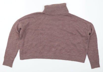 FOREVER 21 Womens Purple Roll Neck  Acrylic Pullover Jumper Size L