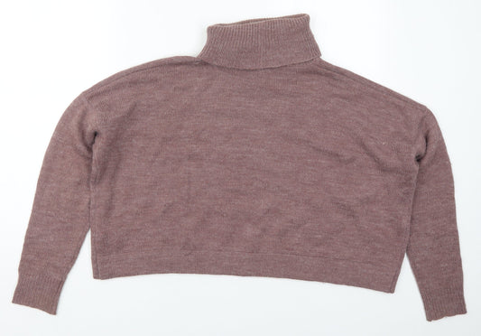 FOREVER 21 Womens Purple Roll Neck  Acrylic Pullover Jumper Size L