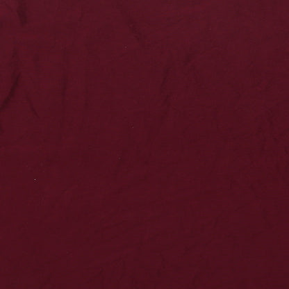 Brand and care label for Debenhams women’s red v-neck viscose jumper, size M