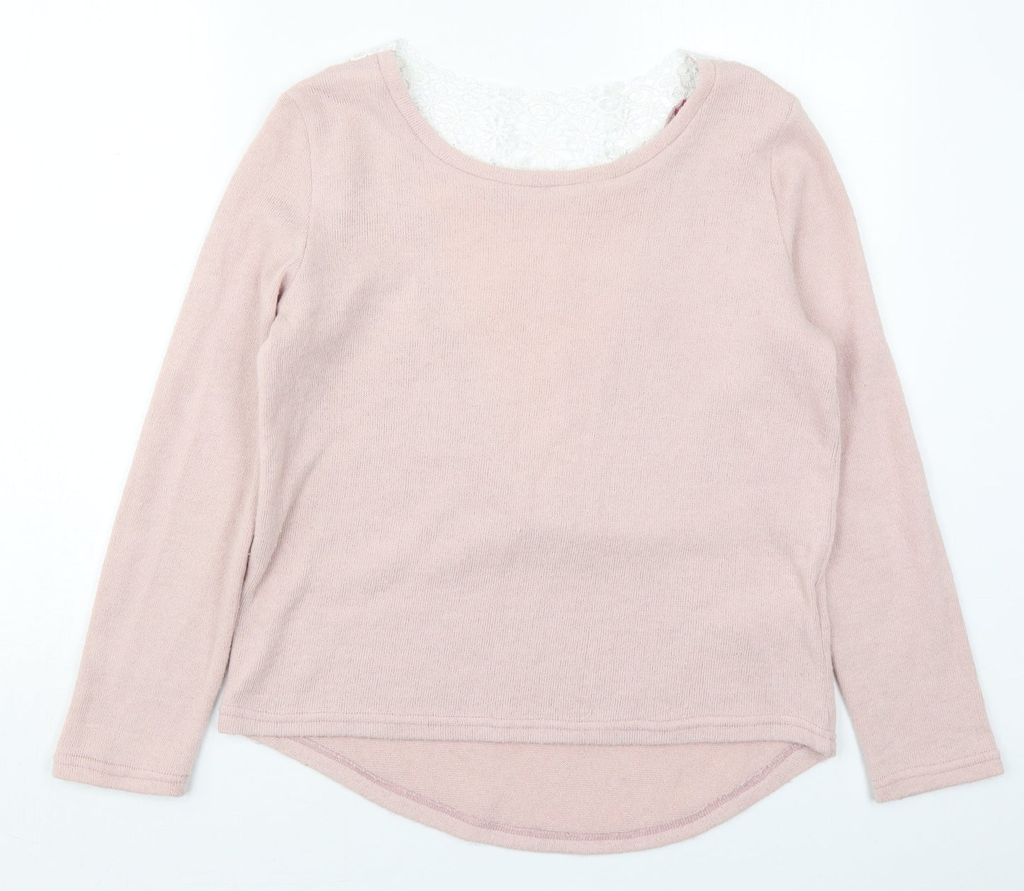 Boohoo Womens Pink Round Neck  Acrylic Pullover Jumper Size M