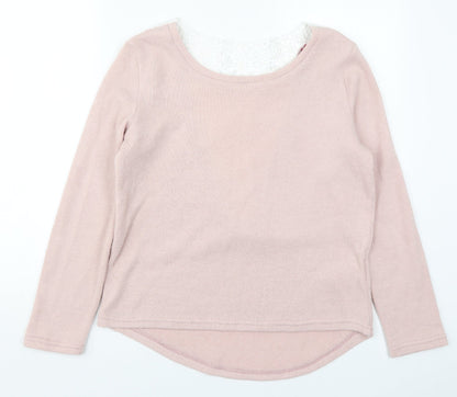 Boohoo Womens Pink Round Neck  Acrylic Pullover Jumper Size M