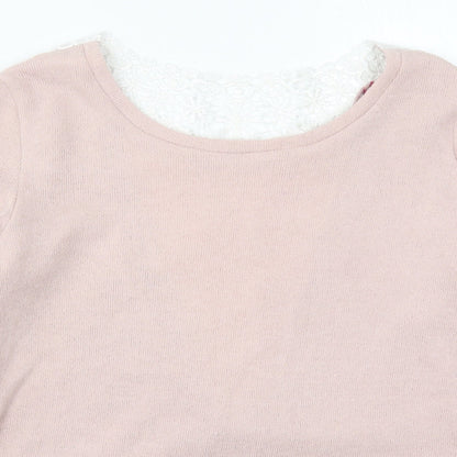 Boohoo Womens Pink Round Neck  Acrylic Pullover Jumper Size M
