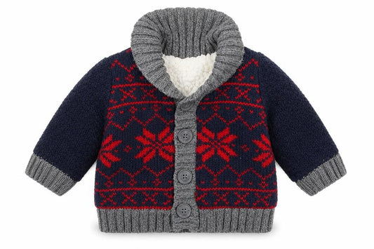 Nutmeg Boys Black Geometric Acrylic Cardigan Jumper One Size  Button