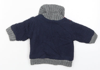 Nutmeg Boys Black Geometric Acrylic Cardigan Jumper One Size  Button