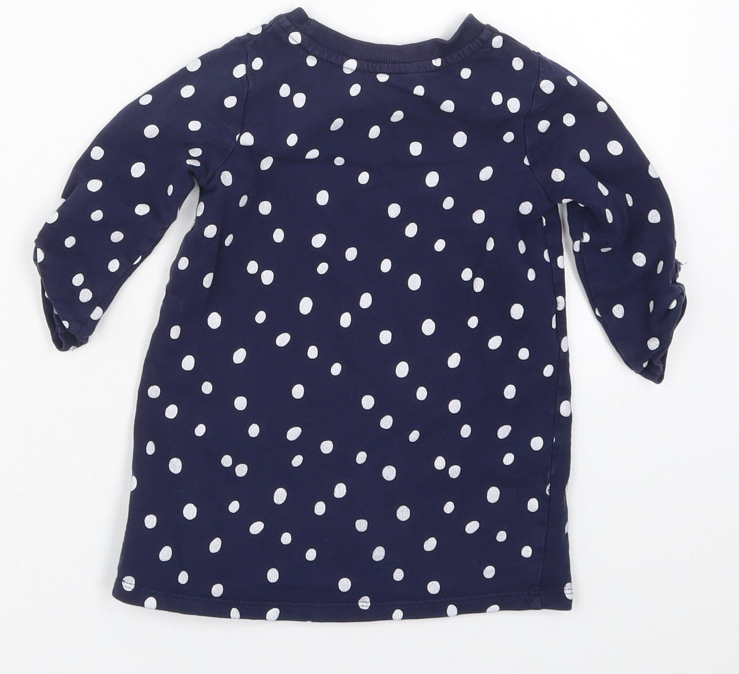 George Girls Blue Polka Dot Cotton Basic T-Shirt Size 12-18 Months Crew Neck Pullover