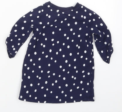 George Girls Blue Polka Dot Cotton Basic T-Shirt Size 12-18 Months Crew Neck Pullover