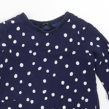 George Girls Blue Polka Dot Cotton Basic T-Shirt Size 12-18 Months Crew Neck Pullover