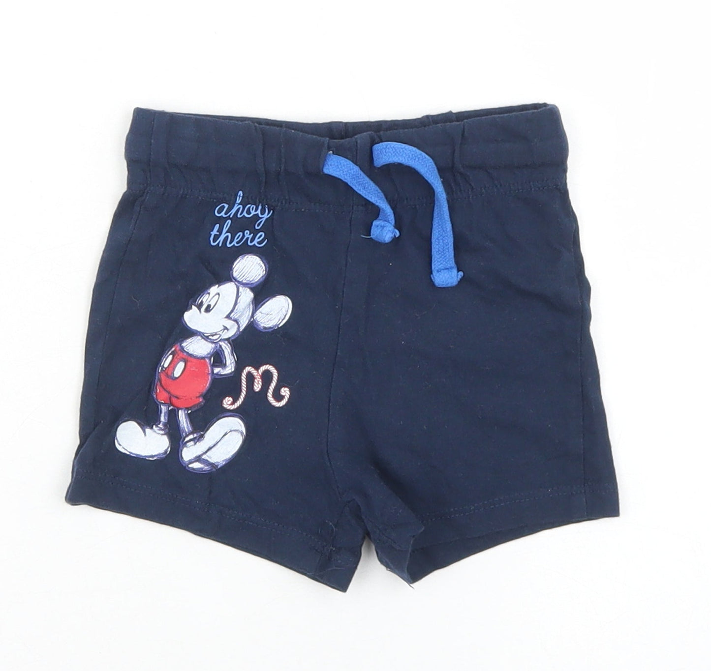 Disney Baby Boys Blue  Cotton Cropped Trousers Size 12 Months  Drawstring - Mickey Mouse