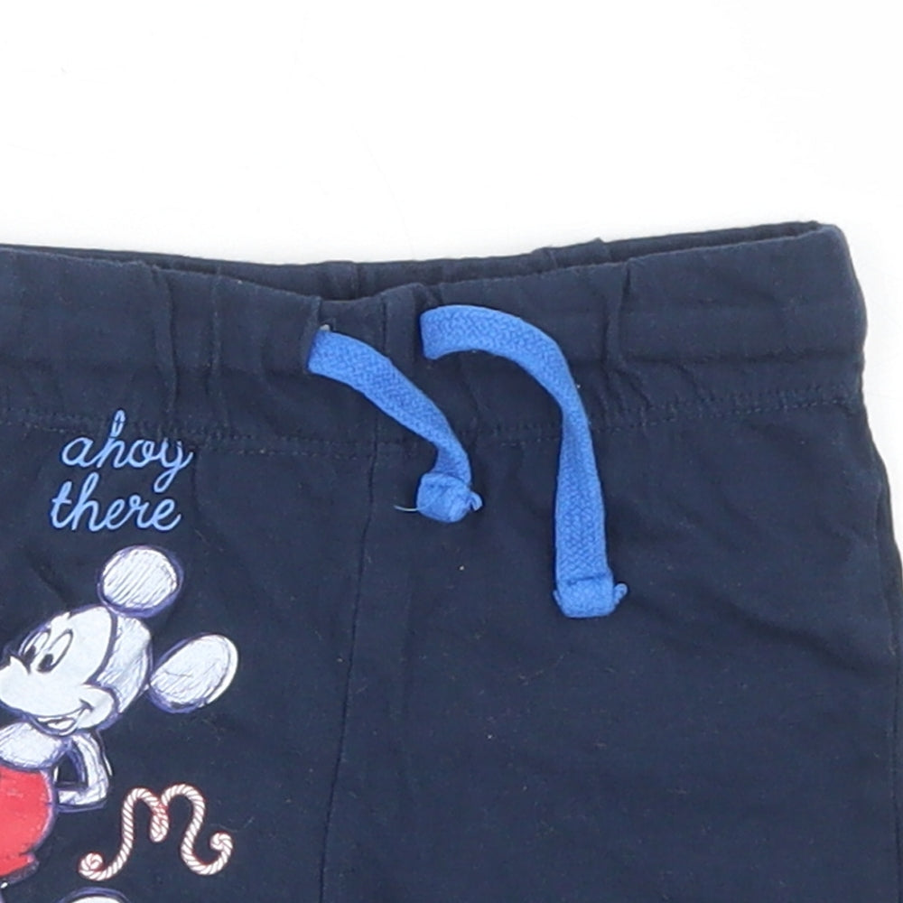 Disney Baby Boys Blue  Cotton Cropped Trousers Size 12 Months  Drawstring - Mickey Mouse