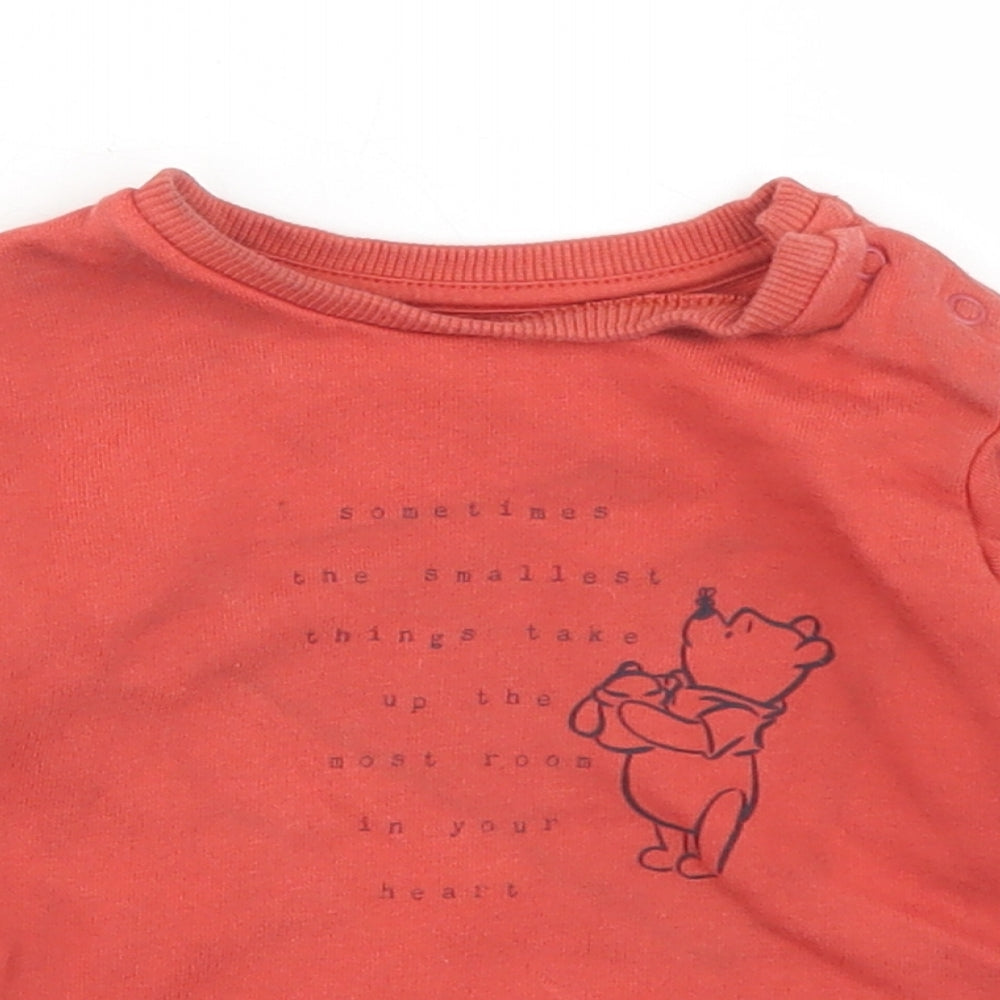 George Boys Orange  Cotton Pullover Casual Size 3-6 Months Crew Neck Snap - Winnie The Pooh