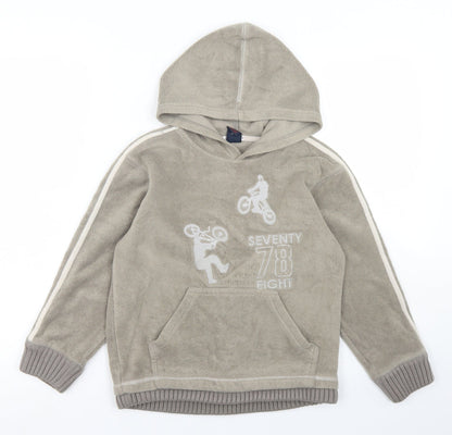 Additional front view of Next boys’ green polyester pullover hoodie, size 8, years - bmx