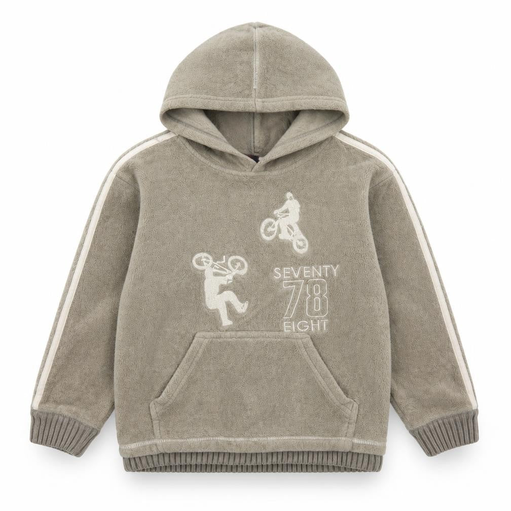 Front view of Next boys’ green polyester pullover hoodie, size 8, years - bmx