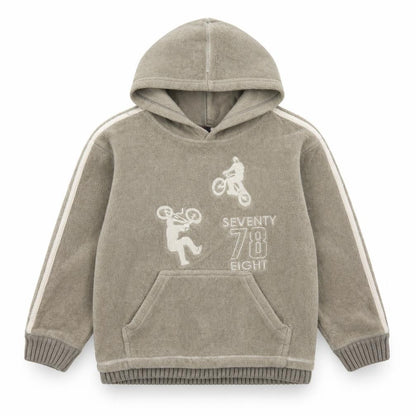 Front view of Next boys’ green polyester pullover hoodie, size 8, years - bmx
