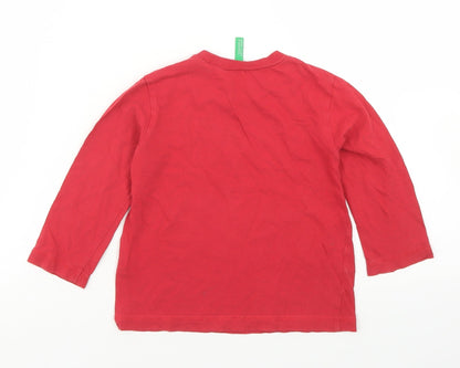 United Colors of Benetton Boys Red  Cotton Basic T-Shirt Size 12-18 Months Crew Neck  - Brooklyn