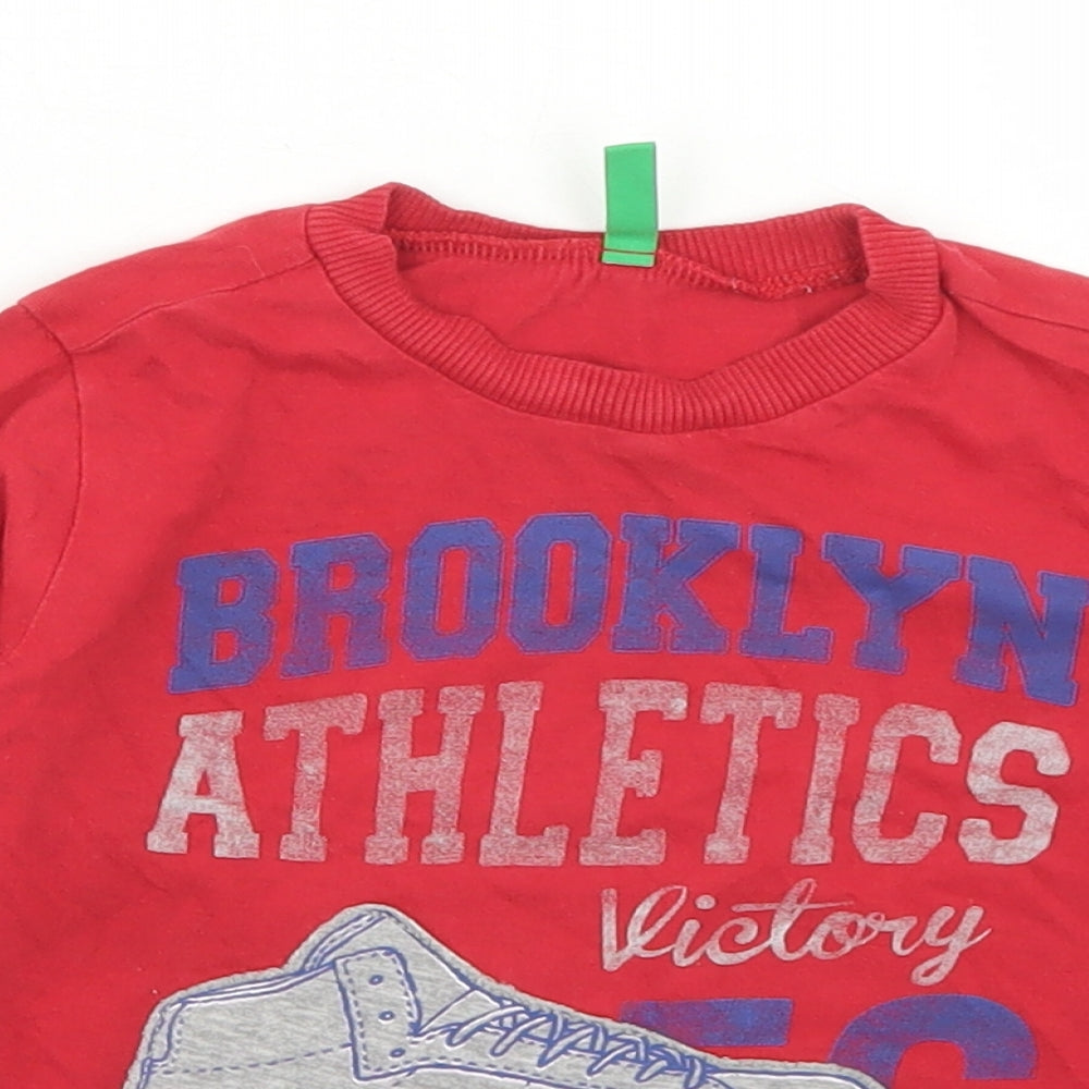 United Colors of Benetton Boys Red  Cotton Basic T-Shirt Size 12-18 Months Crew Neck  - Brooklyn