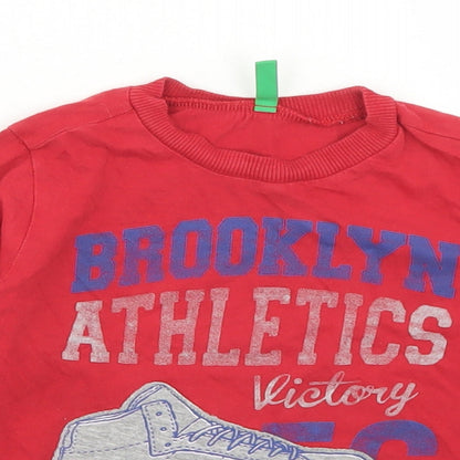 United Colors of Benetton Boys Red  Cotton Basic T-Shirt Size 12-18 Months Crew Neck  - Brooklyn