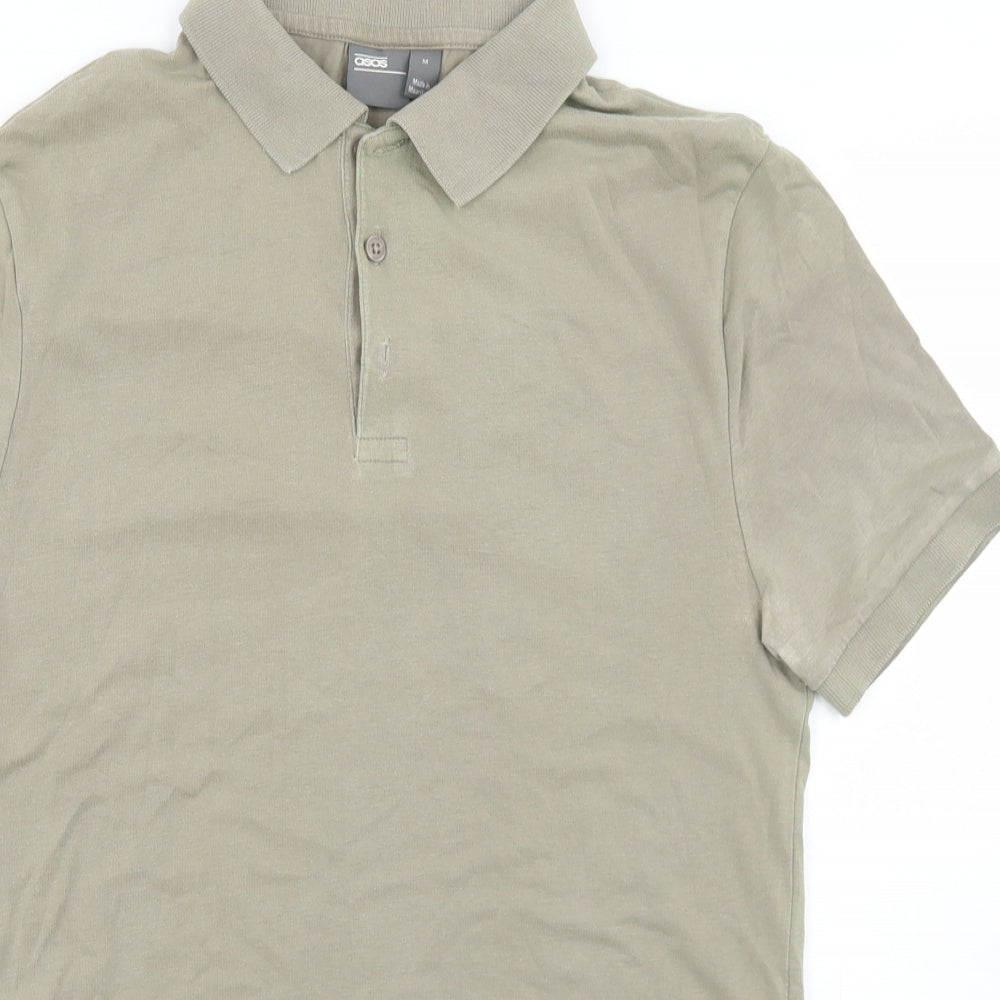 ASOS Mens Green  Cotton  Polo Size M Collared Button