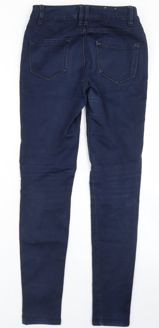 New Look Womens Blue  Cotton Skinny Jeans Size 8 L29 in Regular Button