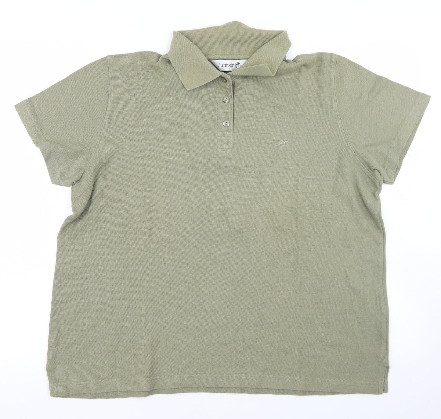 Jumper Mens Green  Cotton  Polo Size L Collared Button