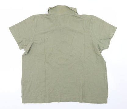 Jumper Mens Green  Cotton  Polo Size L Collared Button