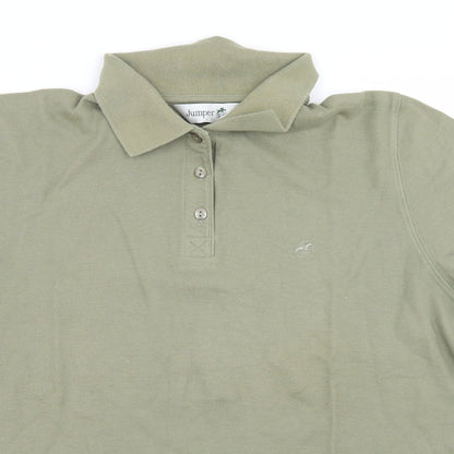 Jumper Mens Green  Cotton  Polo Size L Collared Button