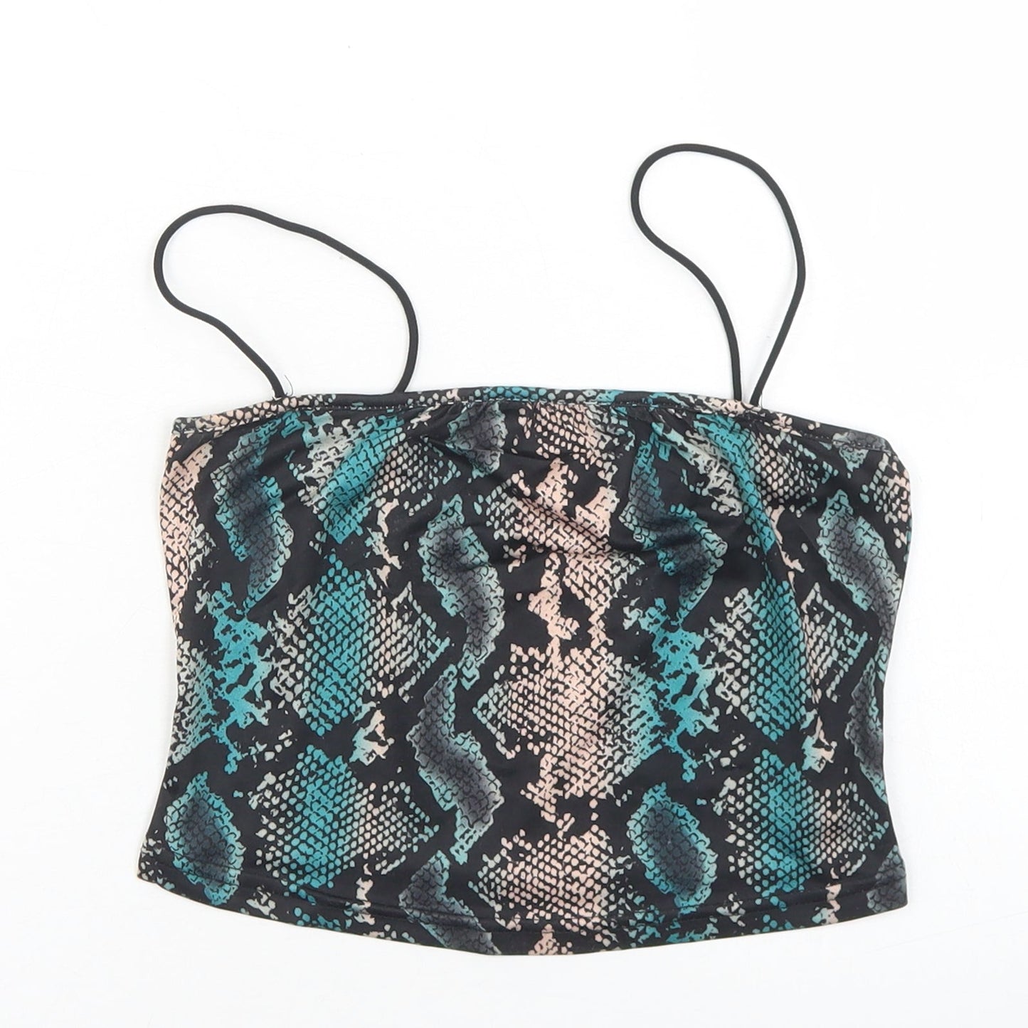 SheIn Womens Multicoloured Animal Print Polyester Cropped Tank Size S Round Neck