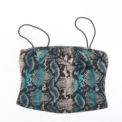 SheIn Womens Multicoloured Animal Print Polyester Cropped Tank Size S Round Neck