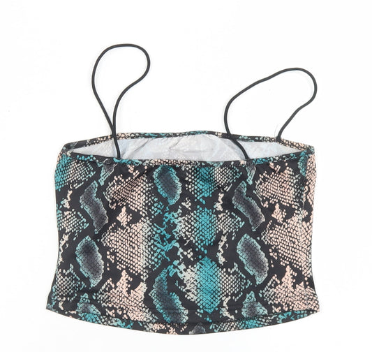 SheIn Womens Multicoloured Animal Print Polyester Cropped Tank Size S Round Neck