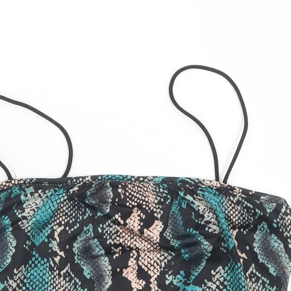 SheIn Womens Multicoloured Animal Print Polyester Cropped Tank Size S Round Neck