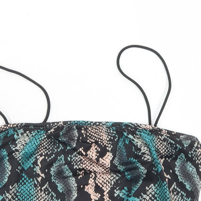 SheIn Womens Multicoloured Animal Print Polyester Cropped Tank Size S Round Neck