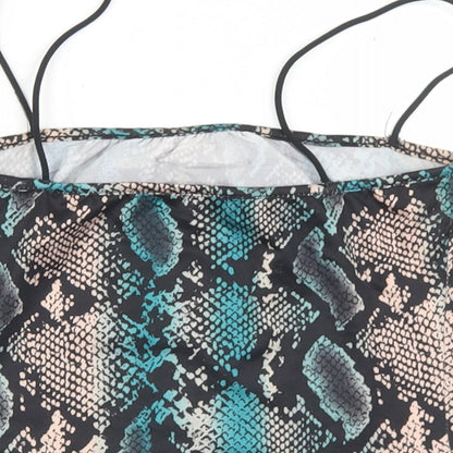 SheIn Womens Multicoloured Animal Print Polyester Cropped Tank Size S Round Neck