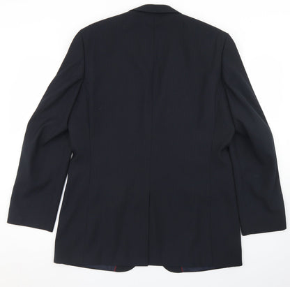 F&F Mens Black Striped Polyester Jacket Blazer Size 40