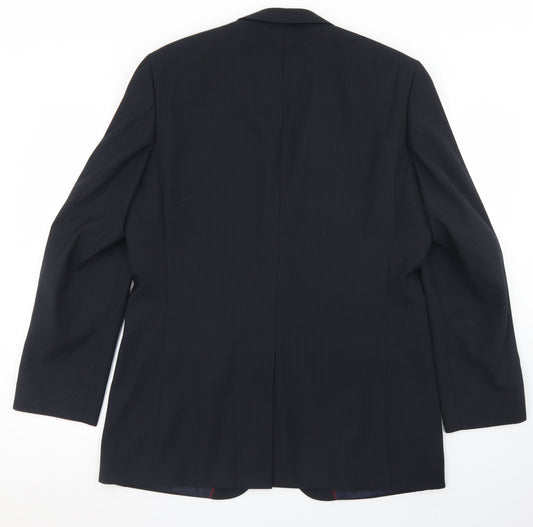 F&F Mens Black Striped Polyester Jacket Blazer Size 40