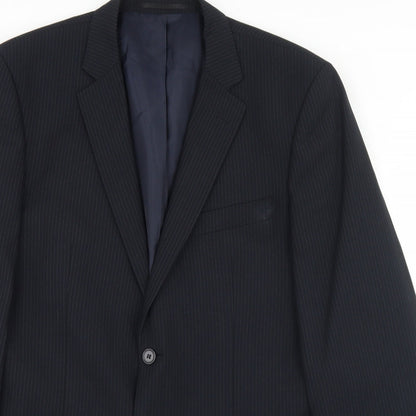 F&F Mens Black Striped Polyester Jacket Blazer Size 40