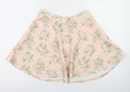 FOREVER 21 Womens Pink Floral Polyester Skater Skirt Size M