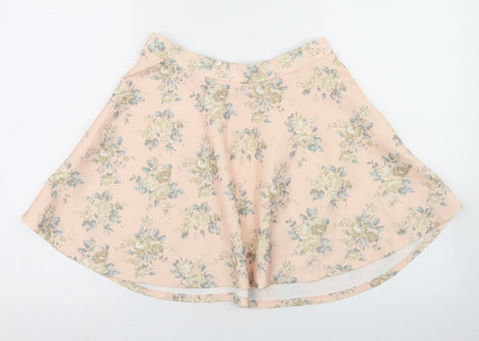 FOREVER 21 Womens Pink Floral Polyester Skater Skirt Size M
