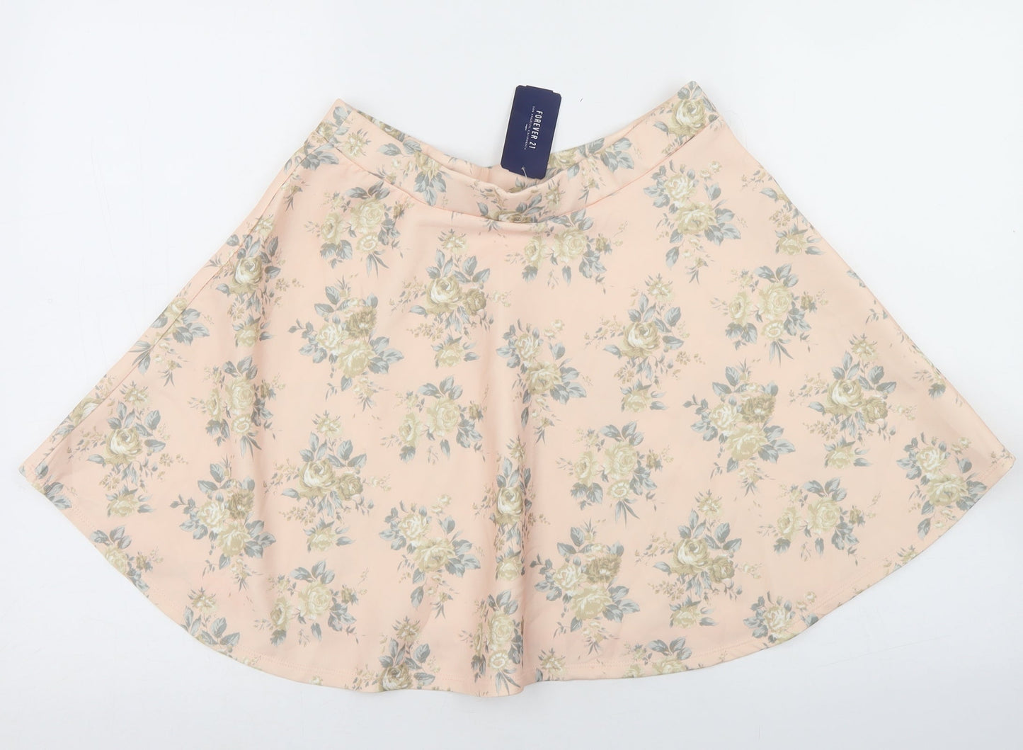 FOREVER 21 Womens Pink Floral Polyester Skater Skirt Size M