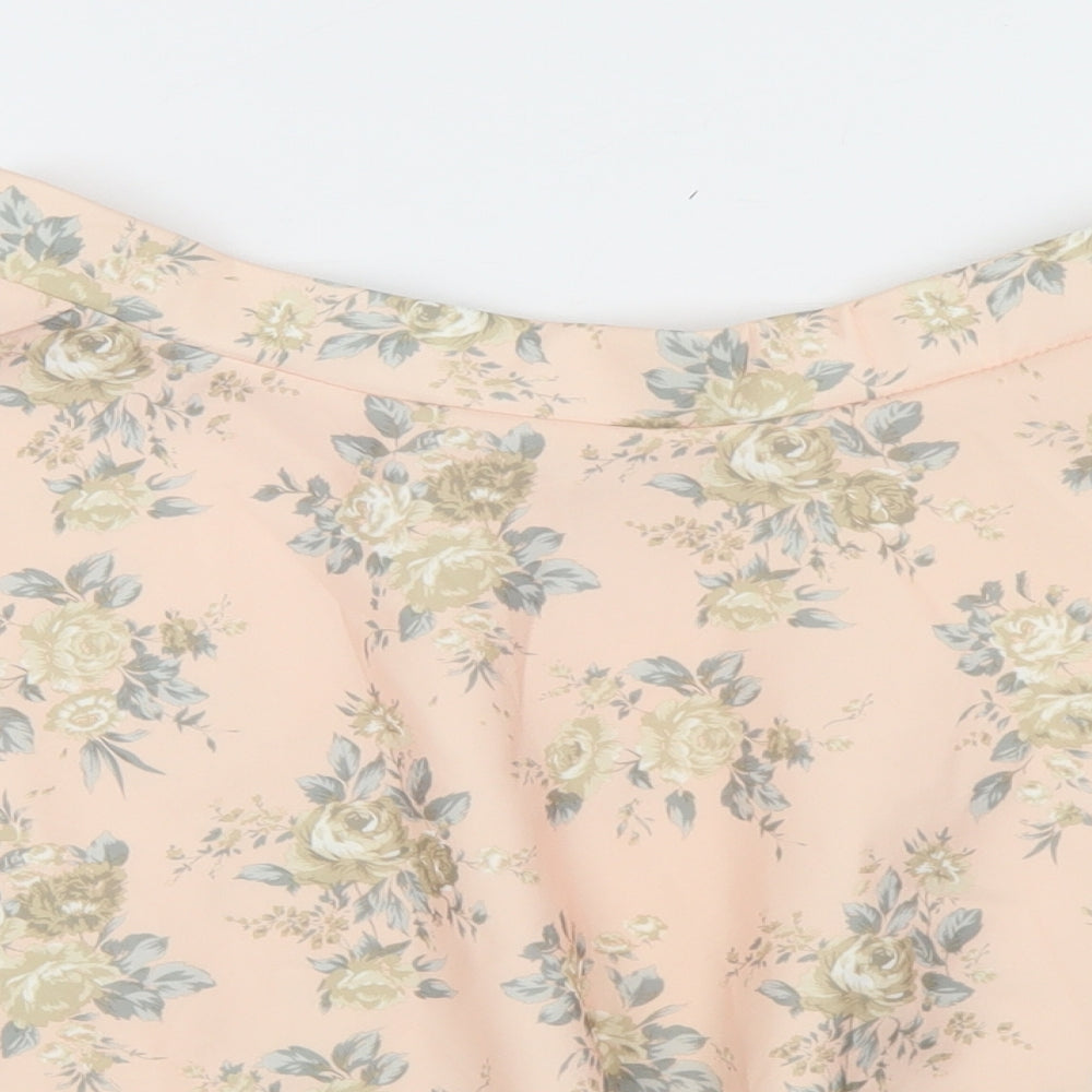FOREVER 21 Womens Pink Floral Polyester Skater Skirt Size M