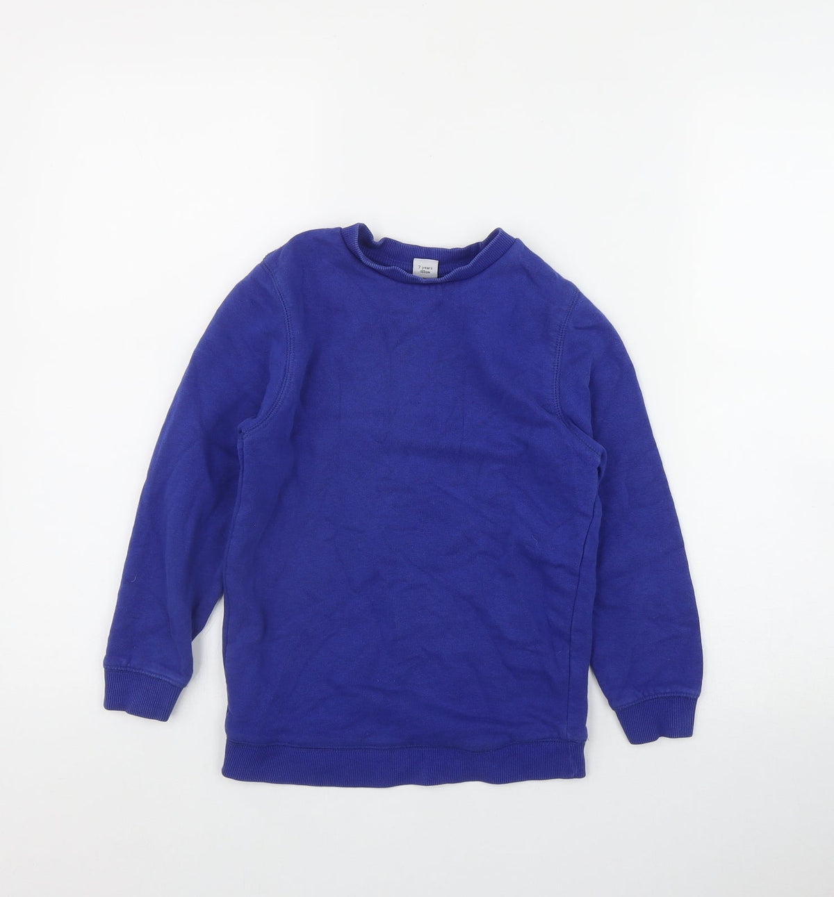 Additional front view of Tu boys’ blue cotton pullover sweatshirt, size 7, years pullover