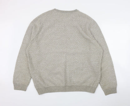Marks and Spencer Mens Beige Round Neck  Acrylic Pullover Jumper Size 2XL
