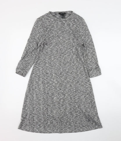 New Look Womens Grey  Polyester Jumper Dress  Size 6  Round Neck Pullover
