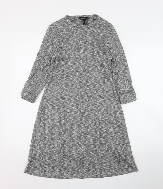 New Look Womens Grey  Polyester Jumper Dress  Size 6  Round Neck Pullover