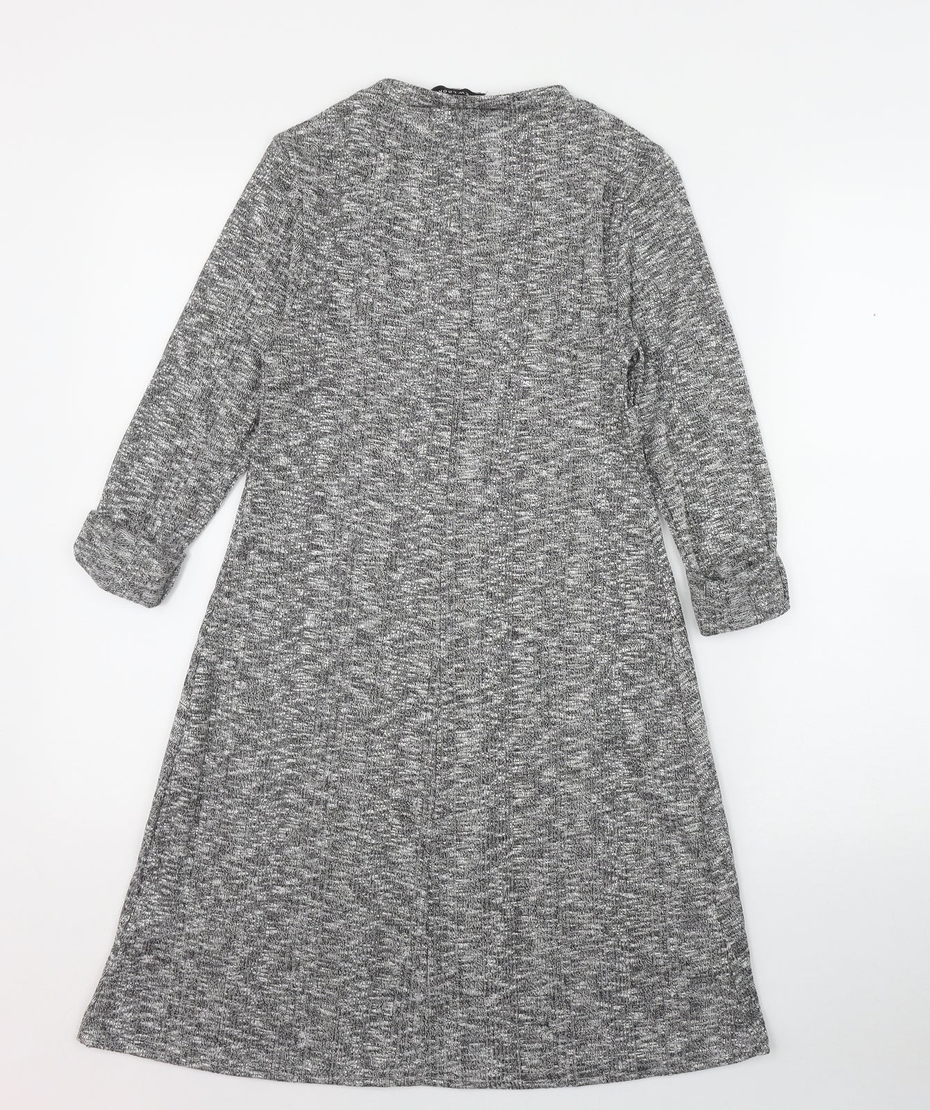 New Look Womens Grey  Polyester Jumper Dress  Size 6  Round Neck Pullover