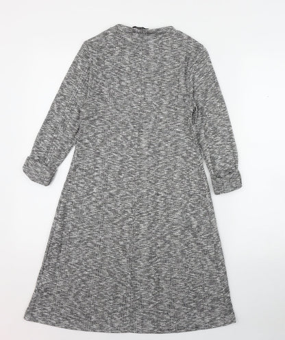New Look Womens Grey  Polyester Jumper Dress  Size 6  Round Neck Pullover