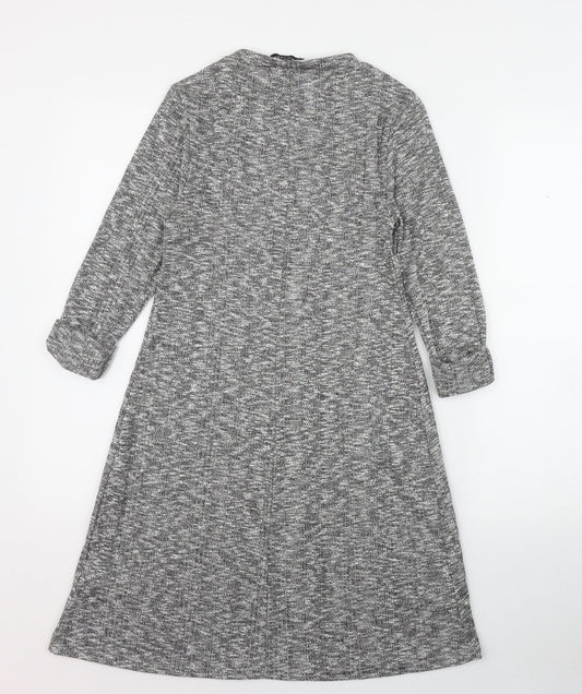 New Look Womens Grey  Polyester Jumper Dress  Size 6  Round Neck Pullover