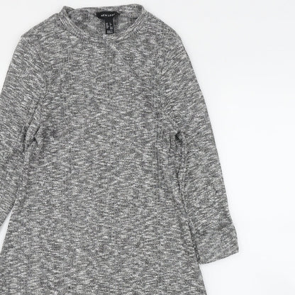 New Look Womens Grey  Polyester Jumper Dress  Size 6  Round Neck Pullover