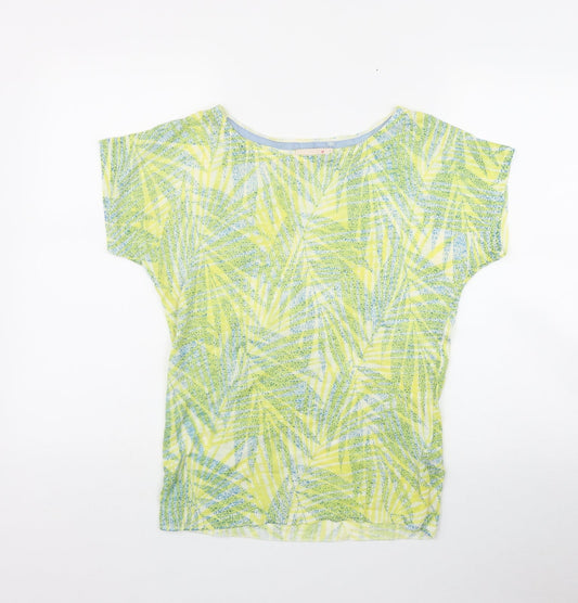 Per Una Womens Green Geometric Acrylic Basic T-Shirt  Round Neck