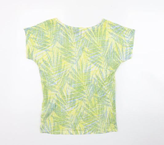 Per Una Womens Green Geometric Acrylic Basic T-Shirt  Round Neck