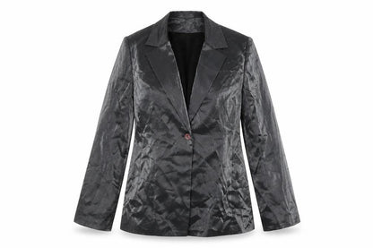 Front view of NLCollection women’s silver jacket blazer, size UK 14, button